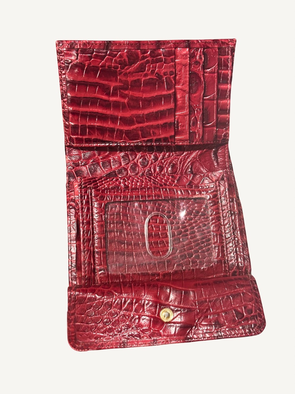Rare Vintage Brahmin Melbourne Red Kiss-Lock Wallet | Rare Croc Leather - Picture 6 of 10